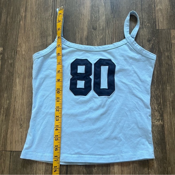 'Edikted Blue 80s Babe Appliqué Cotton Crop Top Graphic Tank Top Stretch M - Picture 8 of 9